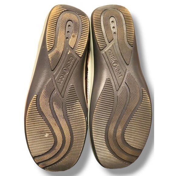 NEW Orthofeet sz 7.5 Womens Tan Leather Strappy Slip on Mary Jane Loafers Preppy - Picture 5 of 10